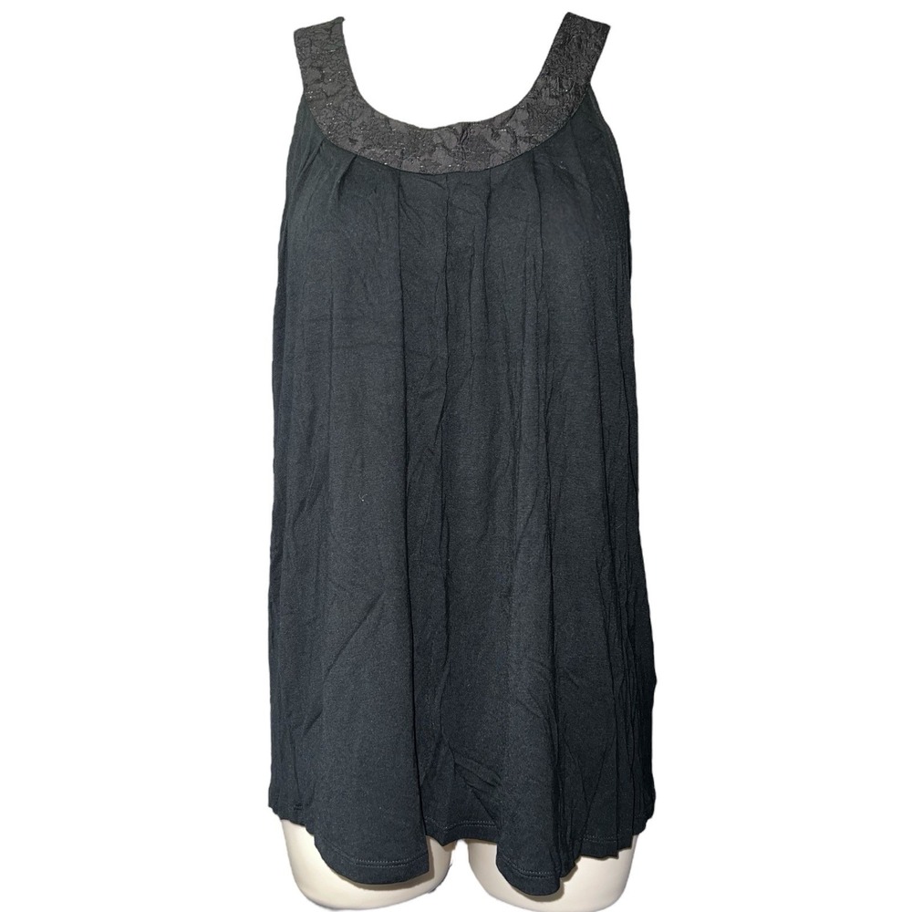 Joie California Black Sleeveless Blouse Textured Yoke Tank Top Shimmer Women's S
